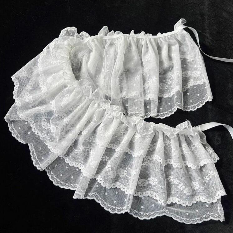 AliExpress 2025 Korean Ins Unique Lace Layered Gauze Skirts Lace Trim A-Line Short Cloth Mini Waist Skirts Harajuku Girl's White Skirts Y2K, view 3