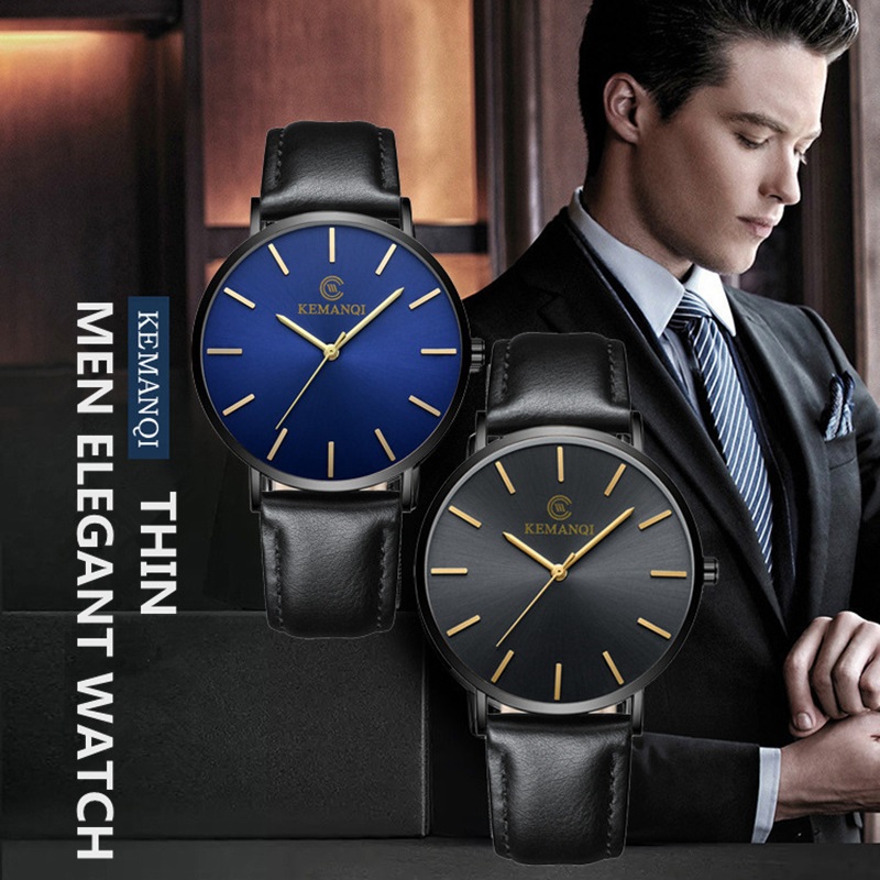 AliExpress Men's Ultra-Thin Gold-Tone Quartz Dress Watch, view 4