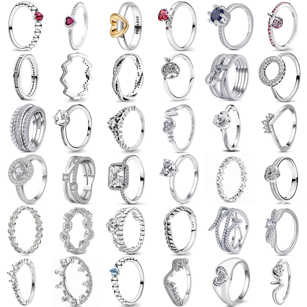 AliExpress 925 Silver Square Crown Heart Ring