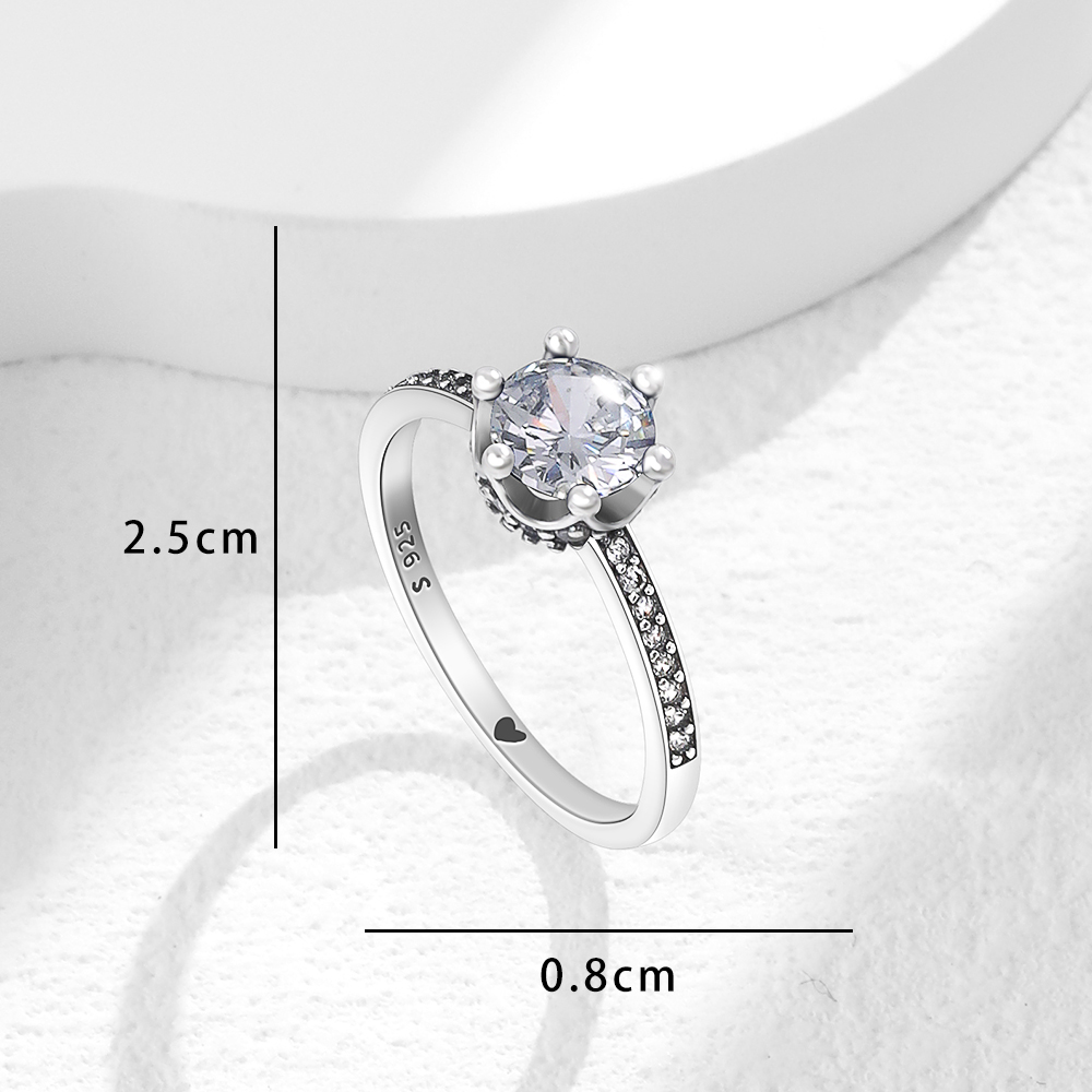 AliExpress 925 Silver Square Crown Heart Ring, view 4
