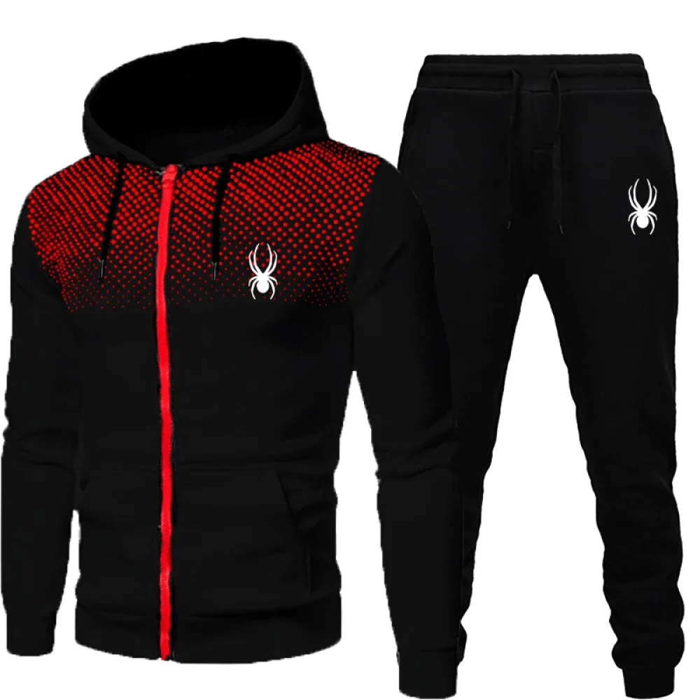 AliExpress 2025 popular two-piece men's sportswear jogging suit sportswear hooded sweatshirt zipper sweatshirt autumn and winter clothing