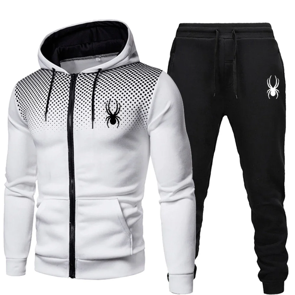AliExpress 2025 popular two-piece men's sportswear jogging suit sportswear hooded sweatshirt zipper sweatshirt autumn and winter clothing, view 3