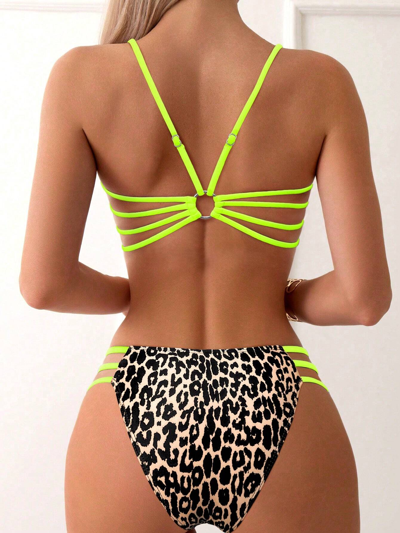 AliExpress 2025 Strappy Bikini Set Sexy Swimsuit Women Leopard Padded Swimwear Female Bathers Bathing Swimming Swim Suit Beachwear, view 6