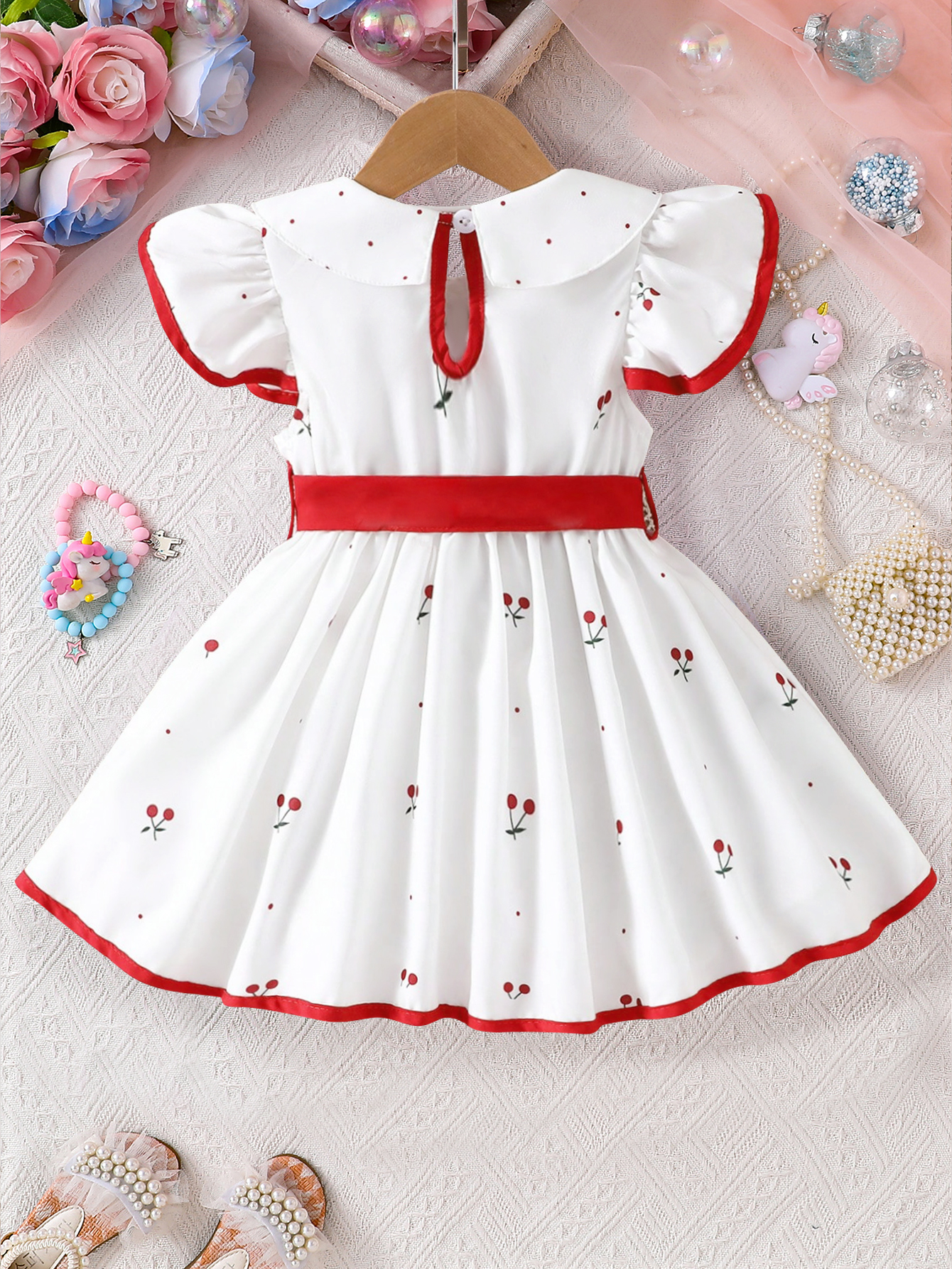 AliExpress 2025 Summer New Girls Infant Floral Print Dress Breathable Baby Princess Dress 0-3 Years Cool Short Sleeve Outfit