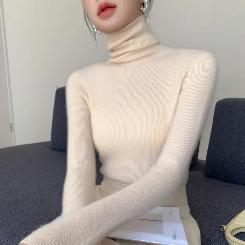AliExpress 2026 Autumn Winter Turtleneck Sweater Women Warm Jumper Casual Solid Slim Long Sleeve Knitted Pullover Simple Base Layer Top