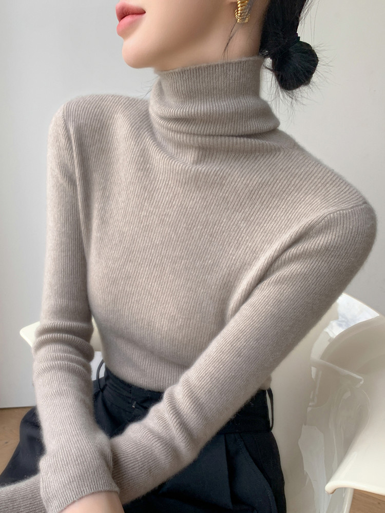 AliExpress 2026 Autumn Winter Turtleneck Sweater Women Warm Jumper Casual Solid Slim Long Sleeve Knitted Pullover Simple Base Layer Top, view 3