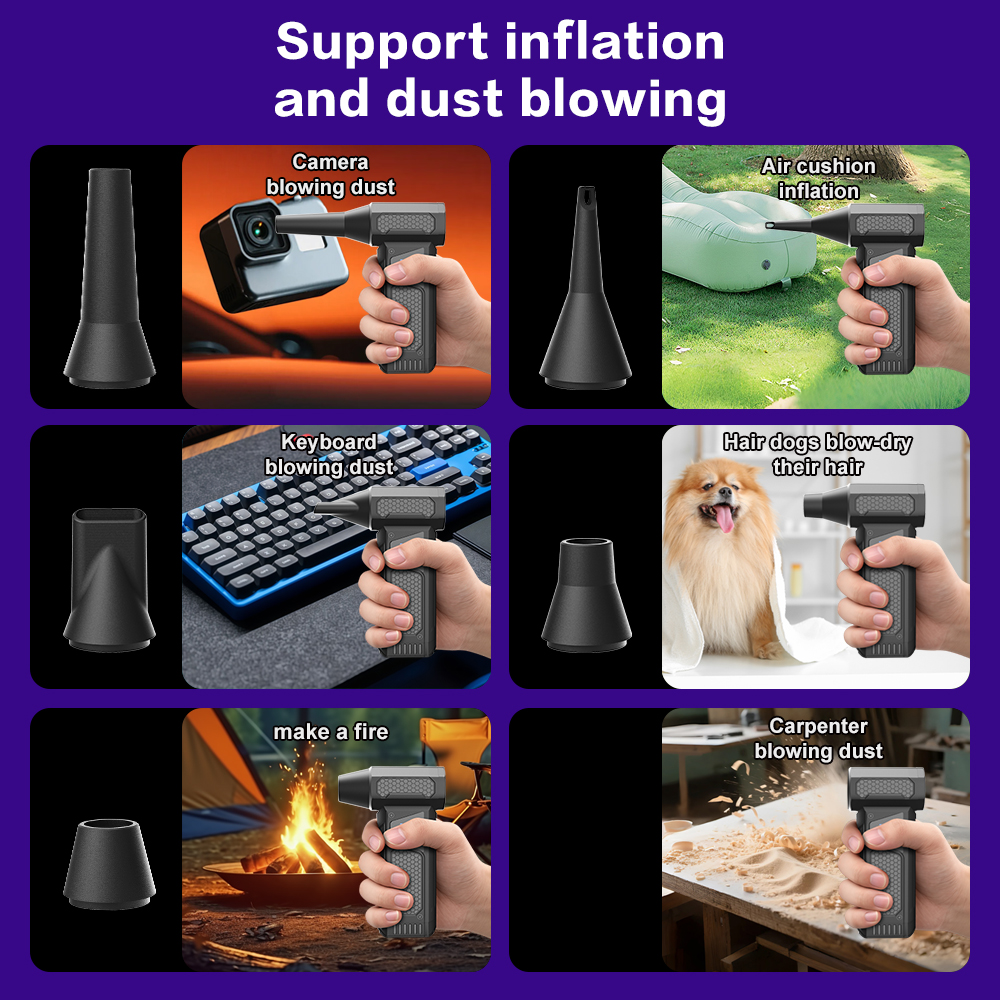 AliExpress 2026 High Power Jet Dry Blower Mini Turbo Fan Electric Air Duster Cordless PC Keyboard Cleaner Car Drying 2600mAh LED Display, view 5
