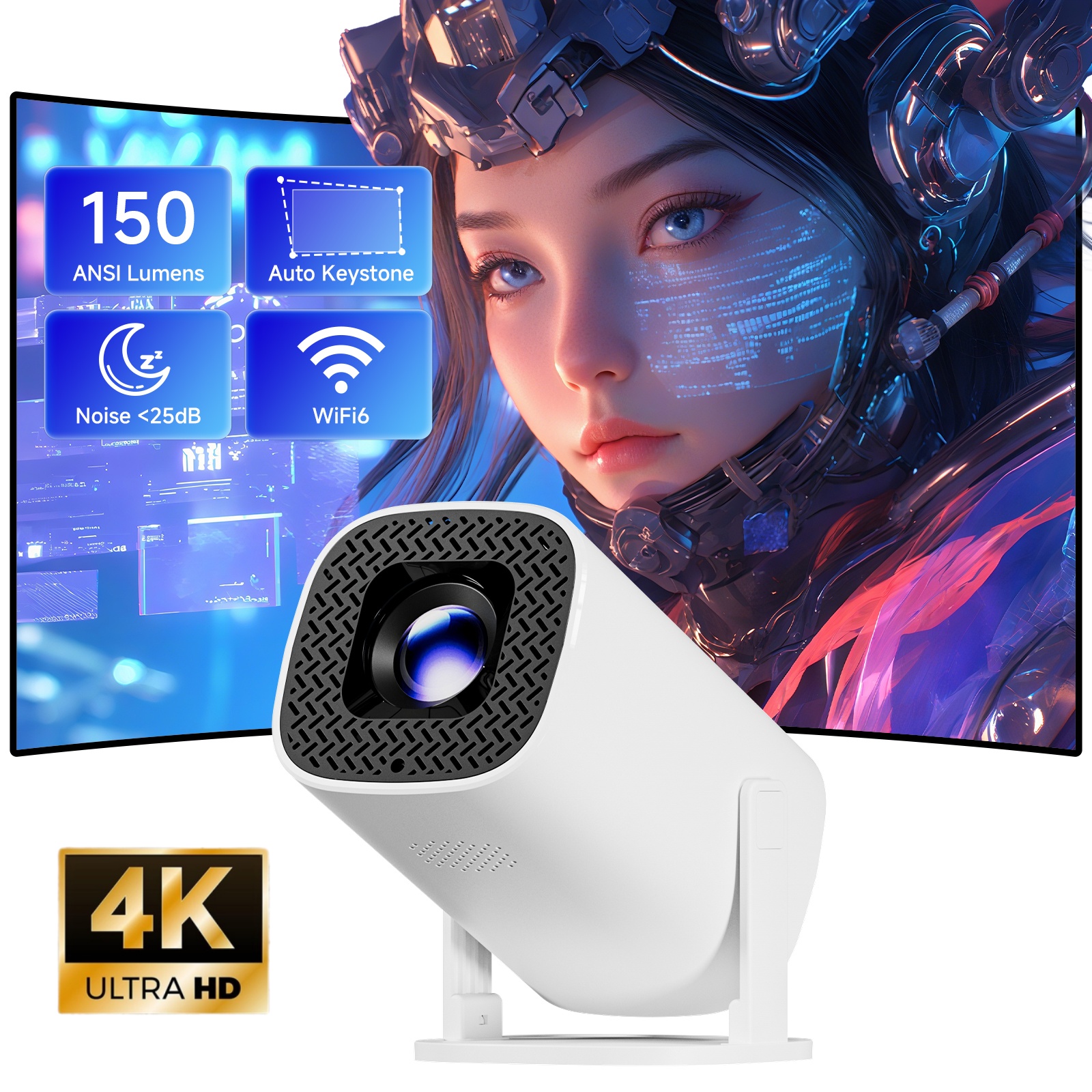 AliExpress 1080P Mini Projector with Bluetooth 5.3, view 5