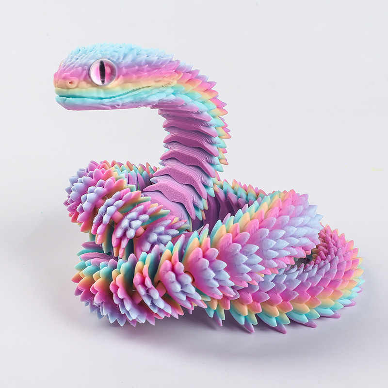 AliExpress 2026 New 3D Printed Snake Realistic Snake Statue Movable Joint Fidget Toys Simulation Snake Year Desk Ornament Animal Model Gift, view 2