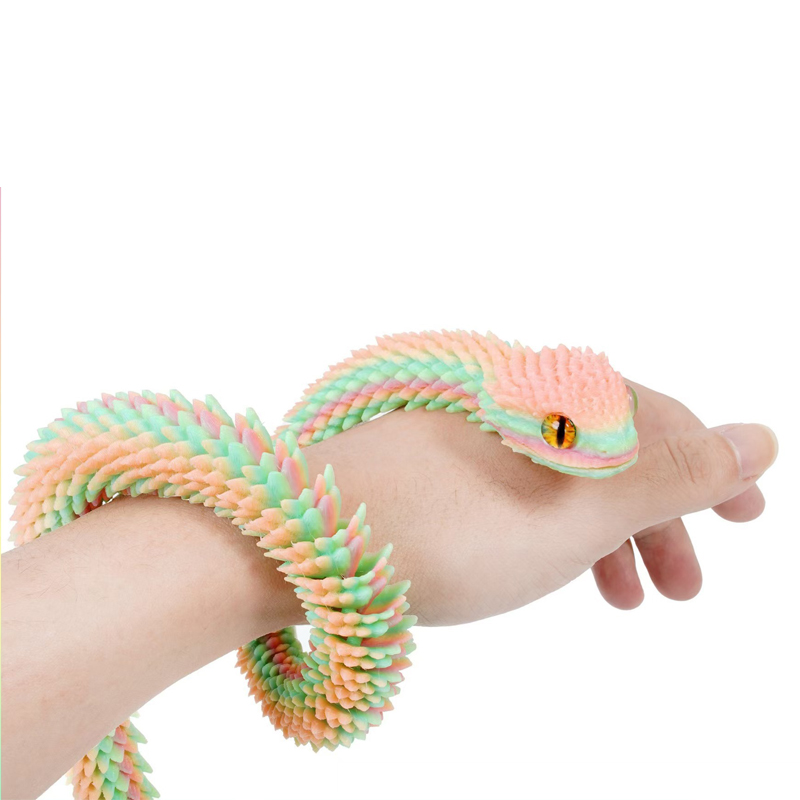 AliExpress 2026 New 3D Printed Snake Realistic Snake Statue Movable Joint Fidget Toys Simulation Snake Year Desk Ornament Animal Model Gift, view 3