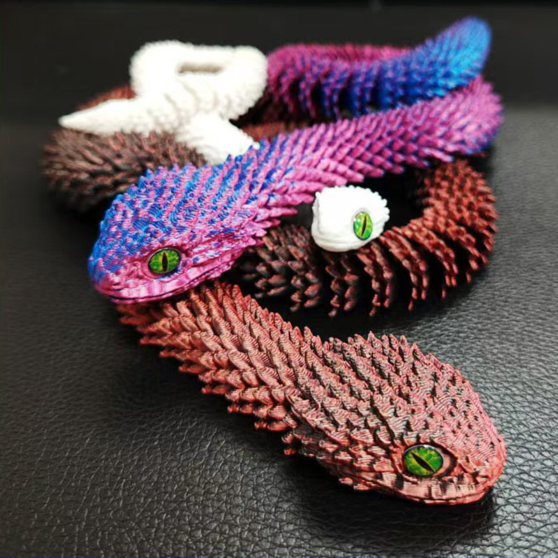 AliExpress 2026 New 3D Printed Snake Realistic Snake Statue Movable Joint Fidget Toys Simulation Snake Year Desk Ornament Animal Model Gift, view 5