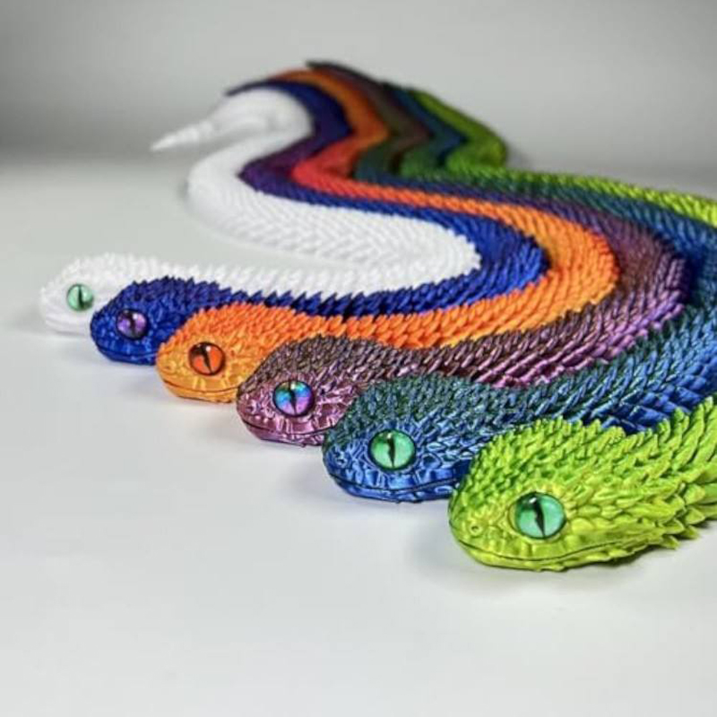 AliExpress 2026 New 3D Printed Snake Realistic Snake Statue Movable Joint Fidget Toys Simulation Snake Year Desk Ornament Animal Model Gift, view 6