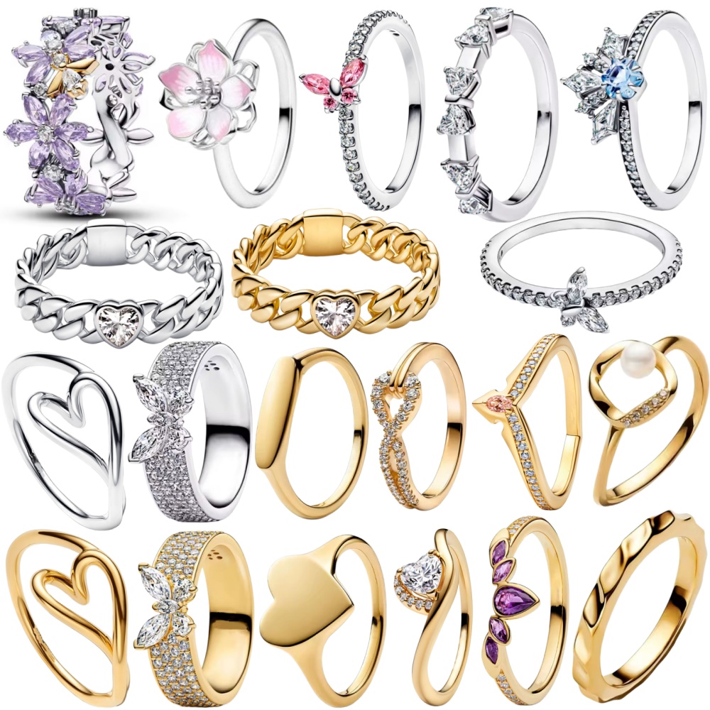 AliExpress 925 Silver Heart, Butterfly and Flower Rings