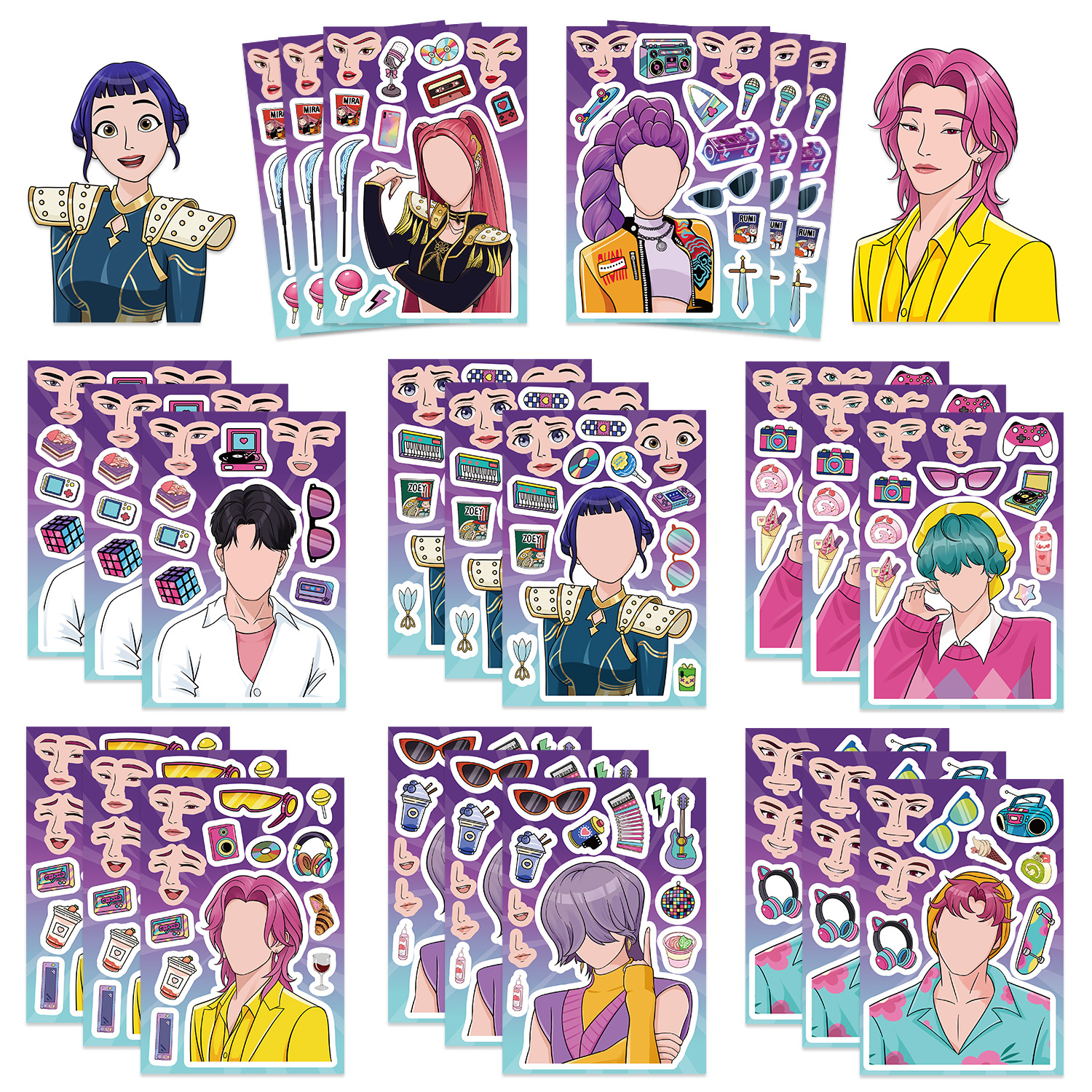 AliExpress 2026 New Cute Korean Girl Group Make a Face Stickers, Waterproof Reusable Puzzle Stickers for Kids DIY Craft Gifts Decoration, view 3