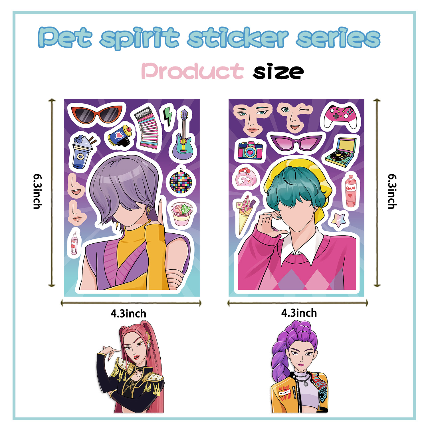 AliExpress 2026 New Cute Korean Girl Group Make a Face Stickers, Waterproof Reusable Puzzle Stickers for Kids DIY Craft Gifts Decoration, view 6
