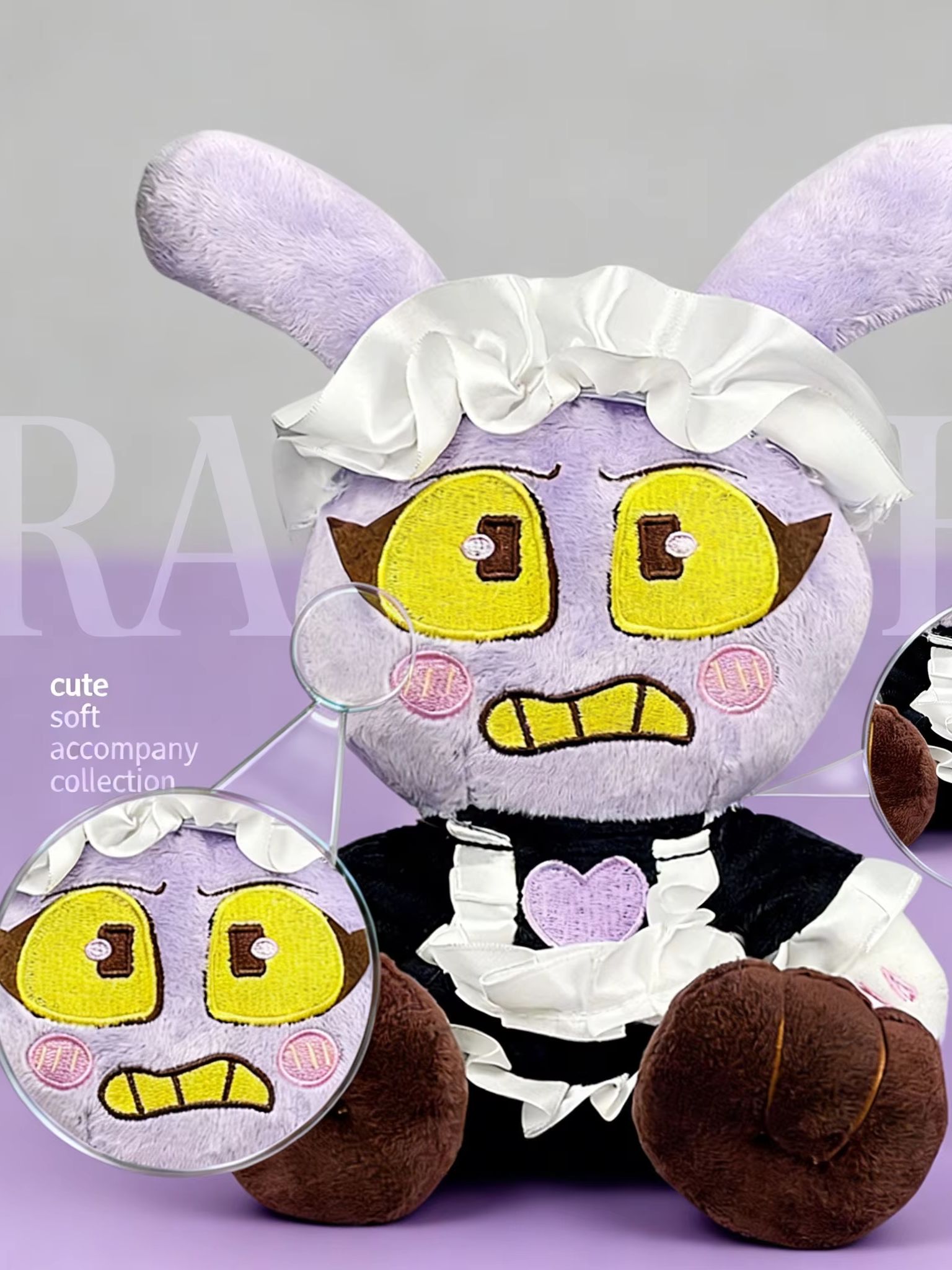 AliExpress 2026 New Cute Purple Maid Bunny Plush Toy Soft Stuffed Cartoon Rabbit Kawaii Plushie Kids Birthday Gift Room Decor Party Favor, view 3
