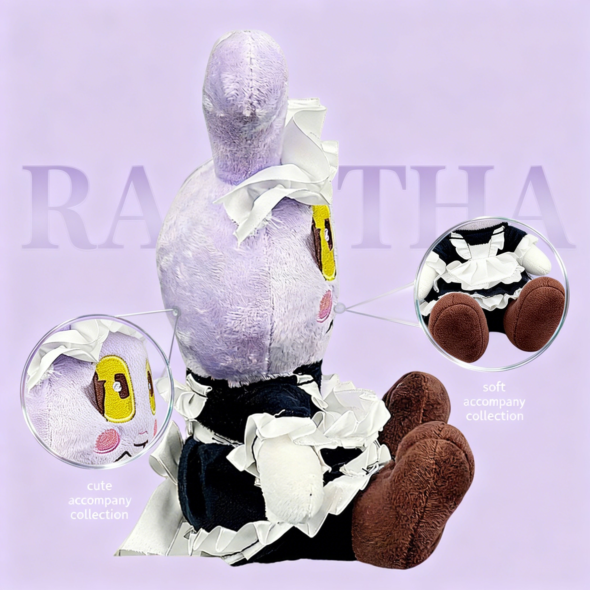 AliExpress 2026 New Cute Purple Maid Bunny Plush Toy Soft Stuffed Cartoon Rabbit Kawaii Plushie Kids Birthday Gift Room Decor Party Favor, view 6