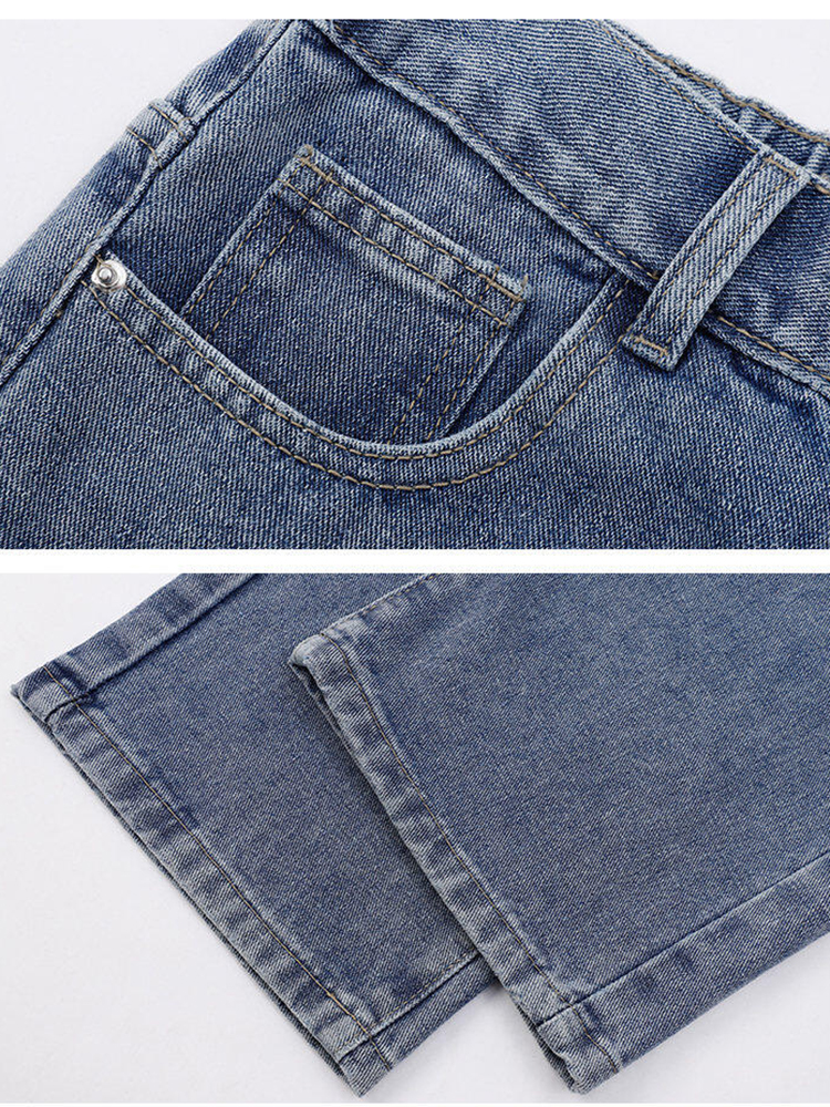 AliExpress 2026 New Korean Men's Casual Long Jeans Classic Man Straight Denim Wide-leg Pants Solid Color Light Blue Grey Black, view 6