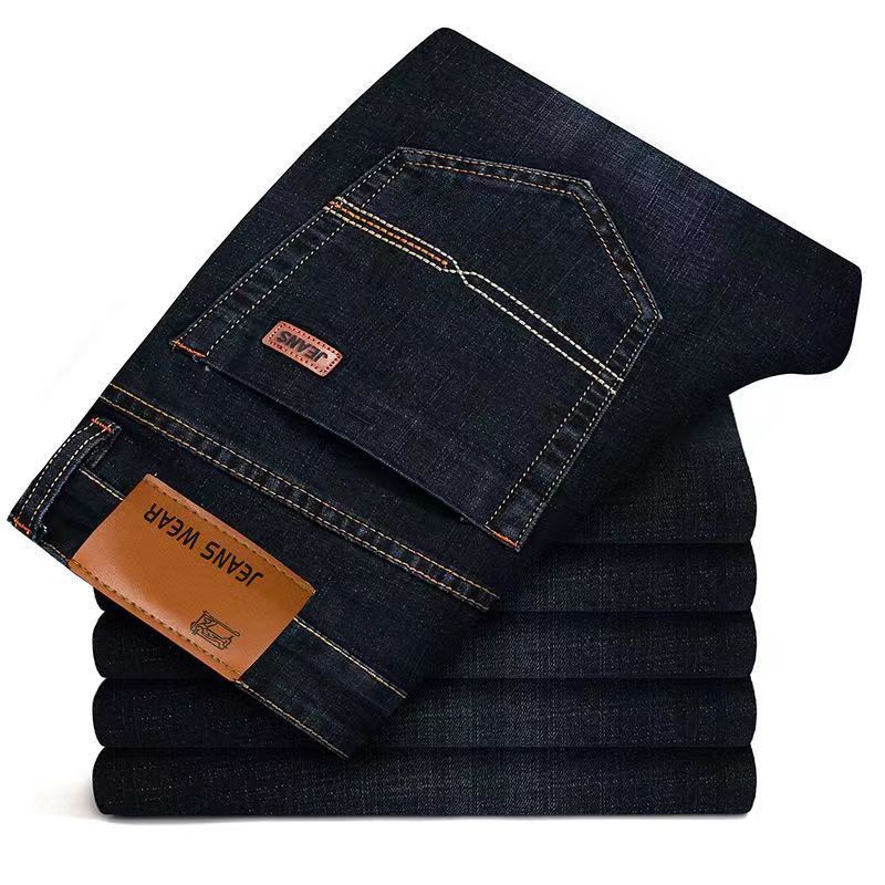 AliExpress 2026 New Style Business Men's Jeans Casual Straight Stretch Fashion Classic Blue Black Work Pant Denim Trousers Male Clothing