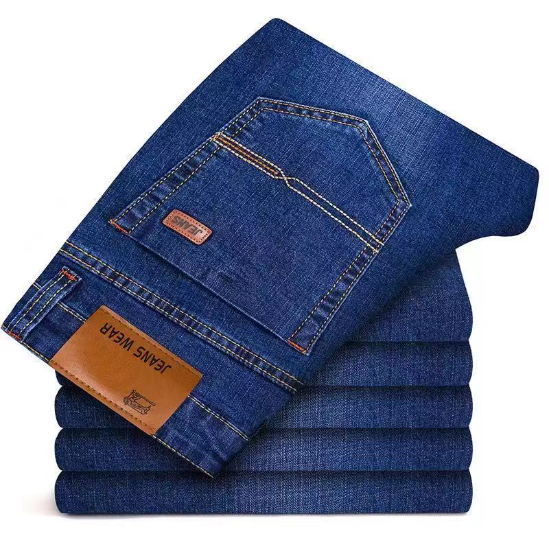 AliExpress 2026 New Style Business Men's Jeans Casual Straight Stretch Fashion Classic Blue Black Work Pant Denim Trousers Male Clothing, view 2