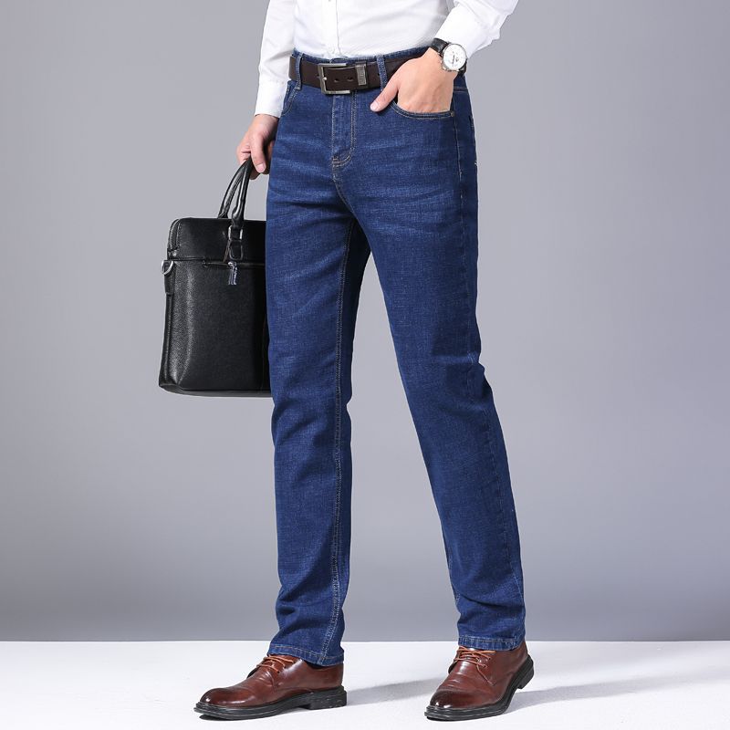 AliExpress 2026 New Style Business Men's Jeans Casual Straight Stretch Fashion Classic Blue Black Work Pant Denim Trousers Male Clothing, view 3