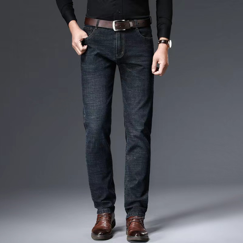 AliExpress 2026 New Style Business Men's Jeans Casual Straight Stretch Fashion Classic Blue Black Work Pant Denim Trousers Male Clothing, view 4