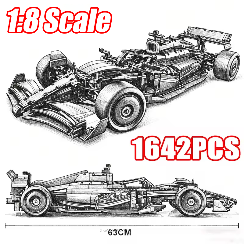 AliExpress 2026 NEW Technical Performance 1642PCS+ 1:8 Scale Race Car Mechanical Group Series Cars Collection MOC Craft for Display Model
