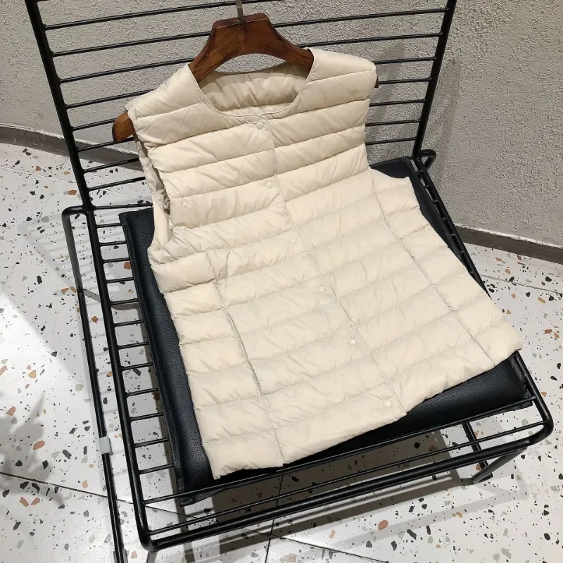 AliExpress 2026 New Women Sleeveless Puffer Jacket Spring Winter Female 90% White Duck Down Ultra Lightweight Packable Warm Down Liner Vest