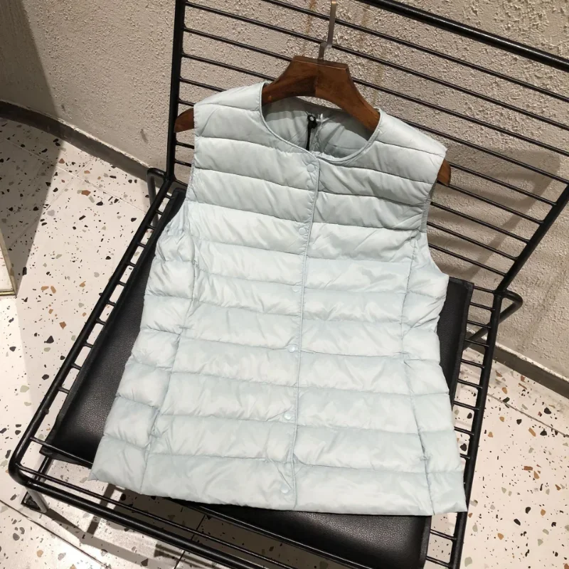 AliExpress 2026 New Women Sleeveless Puffer Jacket Spring Winter Female 90% White Duck Down Ultra Lightweight Packable Warm Down Liner Vest, view 4