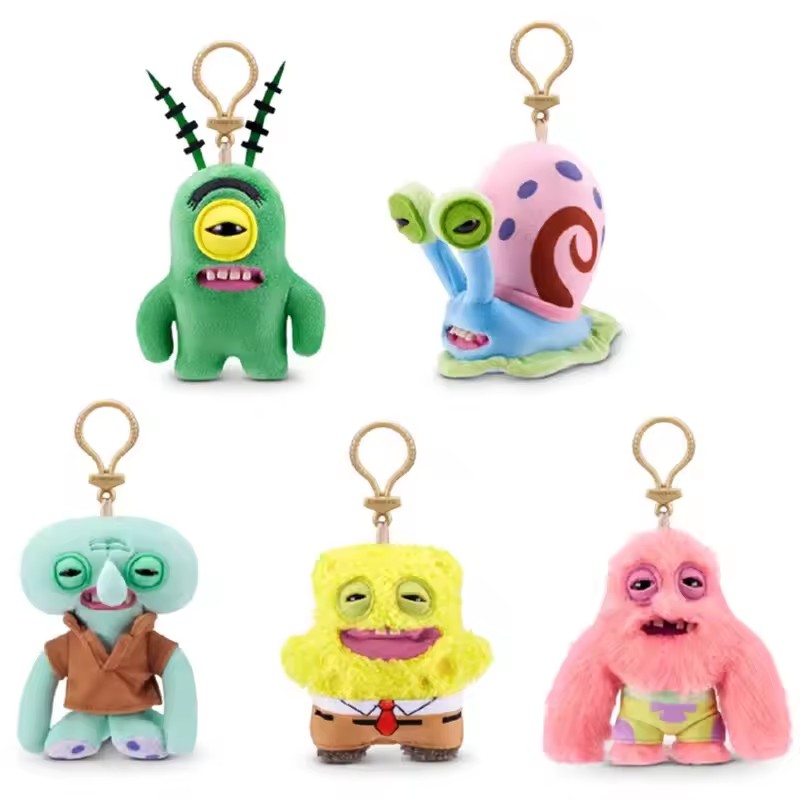 AliExpress 2026  Original Fuggler Spongebob and Patrick Keychain Plush Toys Funny Ugly Teeth Monsters Stuffed Animal Doll Collectible Kids