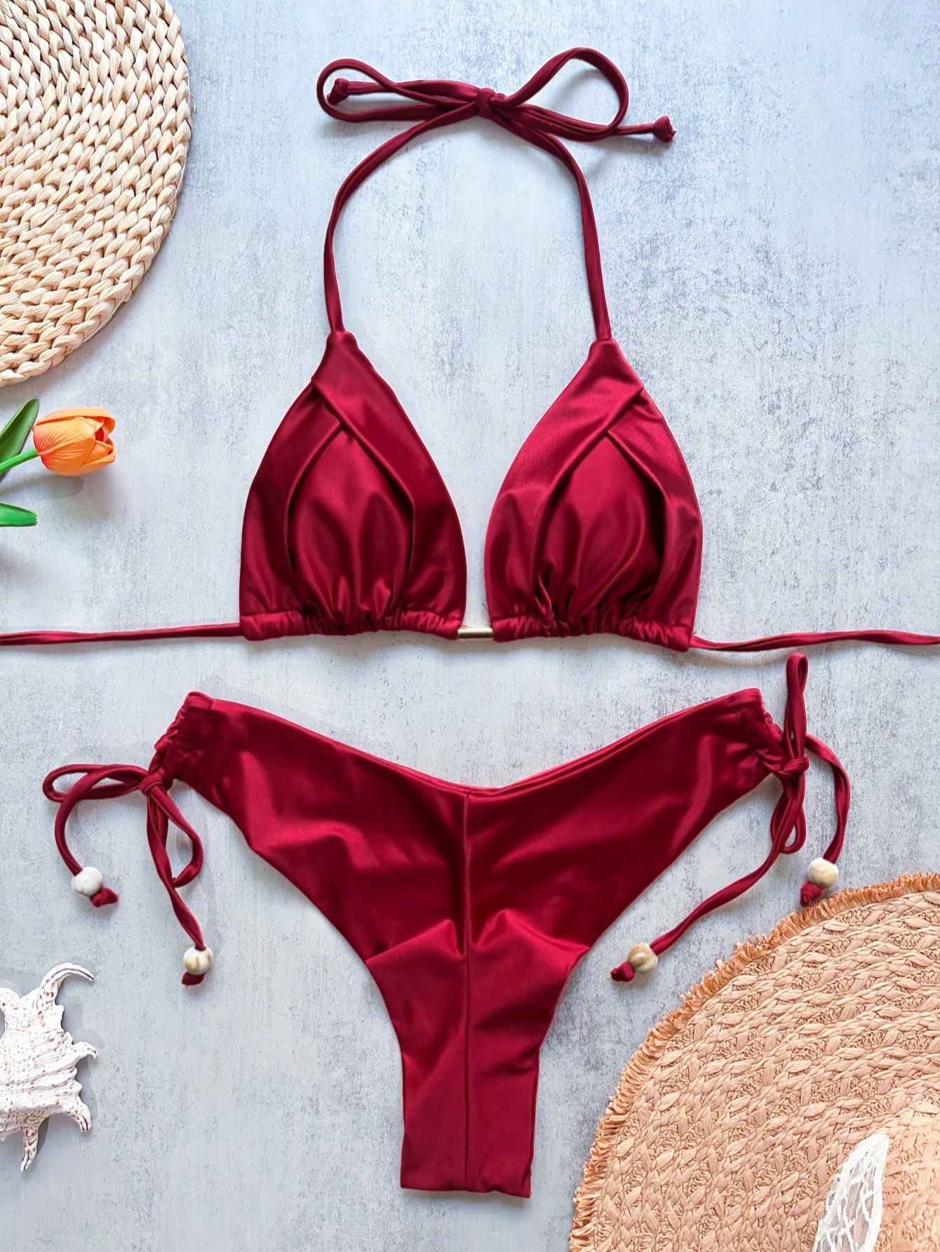 AliExpress 2026 Sexy Folds Bikini Set Solid Micro Bikinis Women Swimsuit Female Triangle Swimwear Beach Wear Bathing Suit