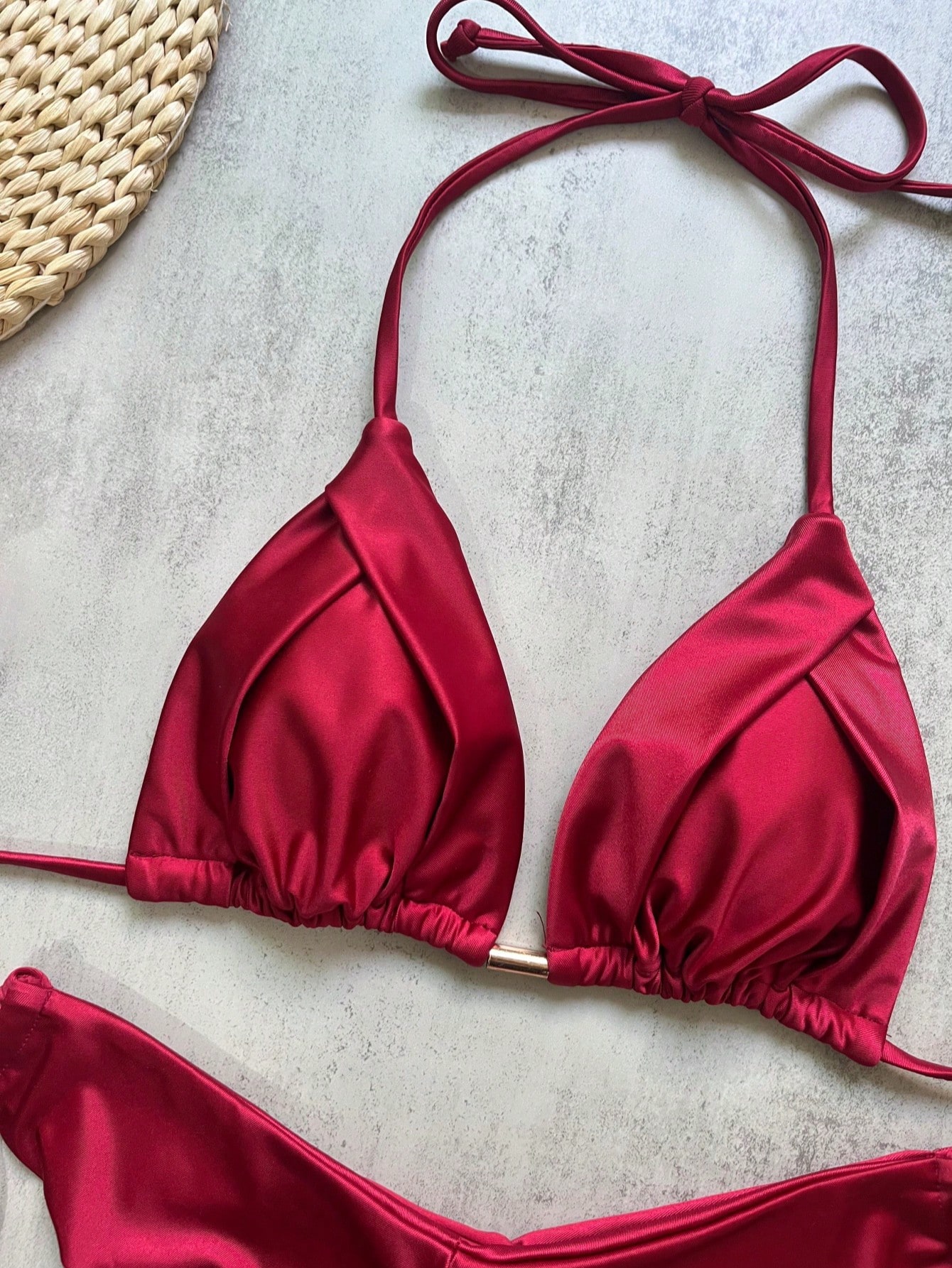 AliExpress 2026 Sexy Folds Bikini Set Solid Micro Bikinis Women Swimsuit Female Triangle Swimwear Beach Wear Bathing Suit, view 3