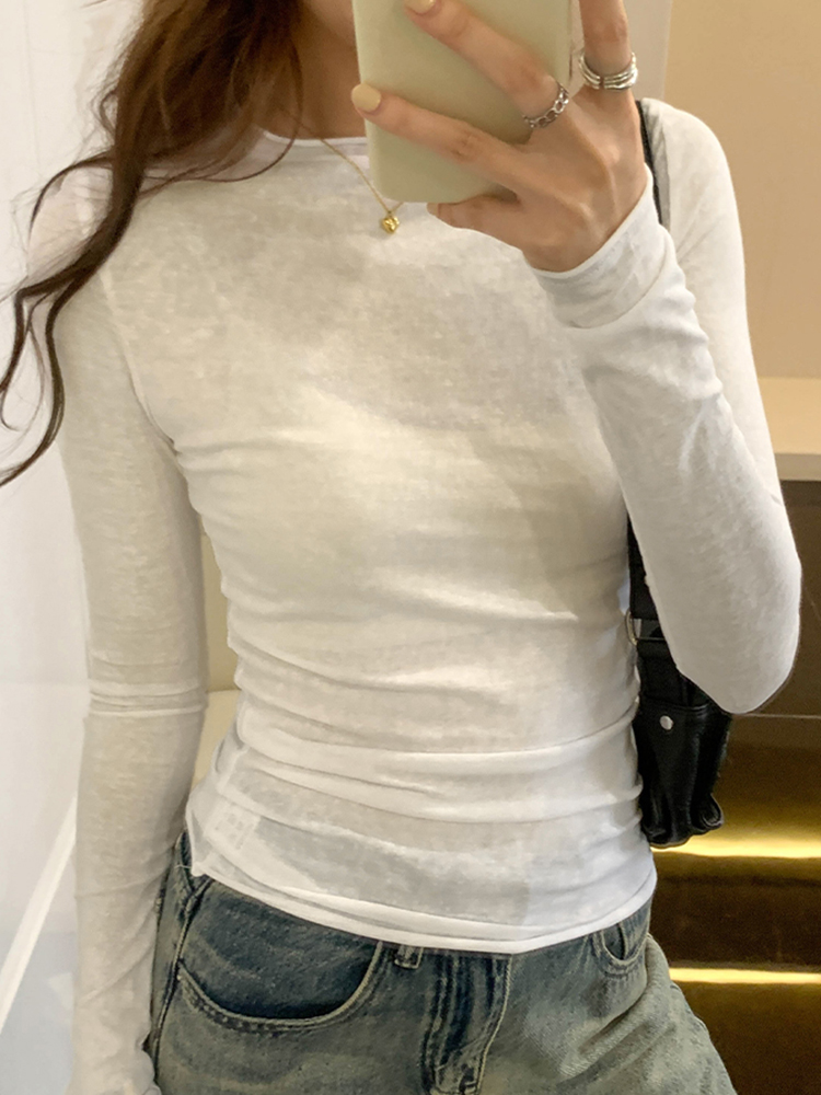 AliExpress 2026 Spring Autumn T Shirt Women Tops Solid Slim Fit Long Sleeve O Neck Tshirts Female Casual Streetwear High Quality Base Tees