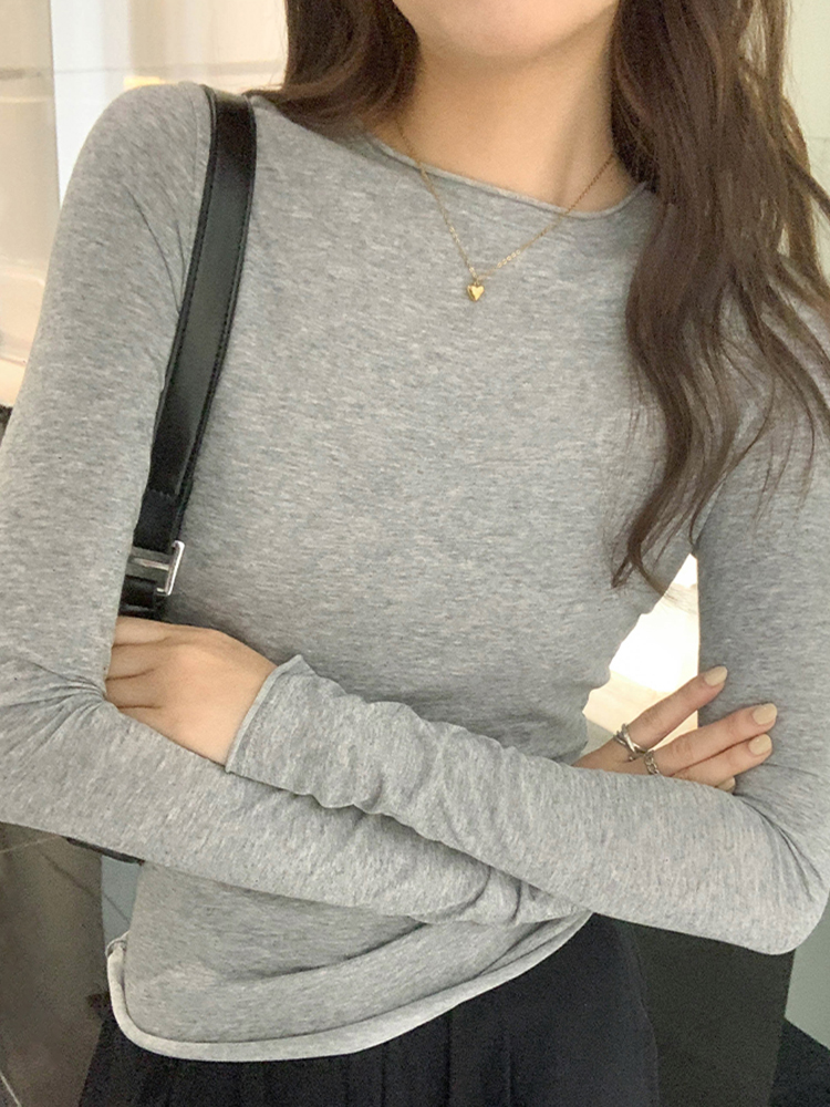 AliExpress 2026 Spring Autumn T Shirt Women Tops Solid Slim Fit Long Sleeve O Neck Tshirts Female Casual Streetwear High Quality Base Tees, view 2