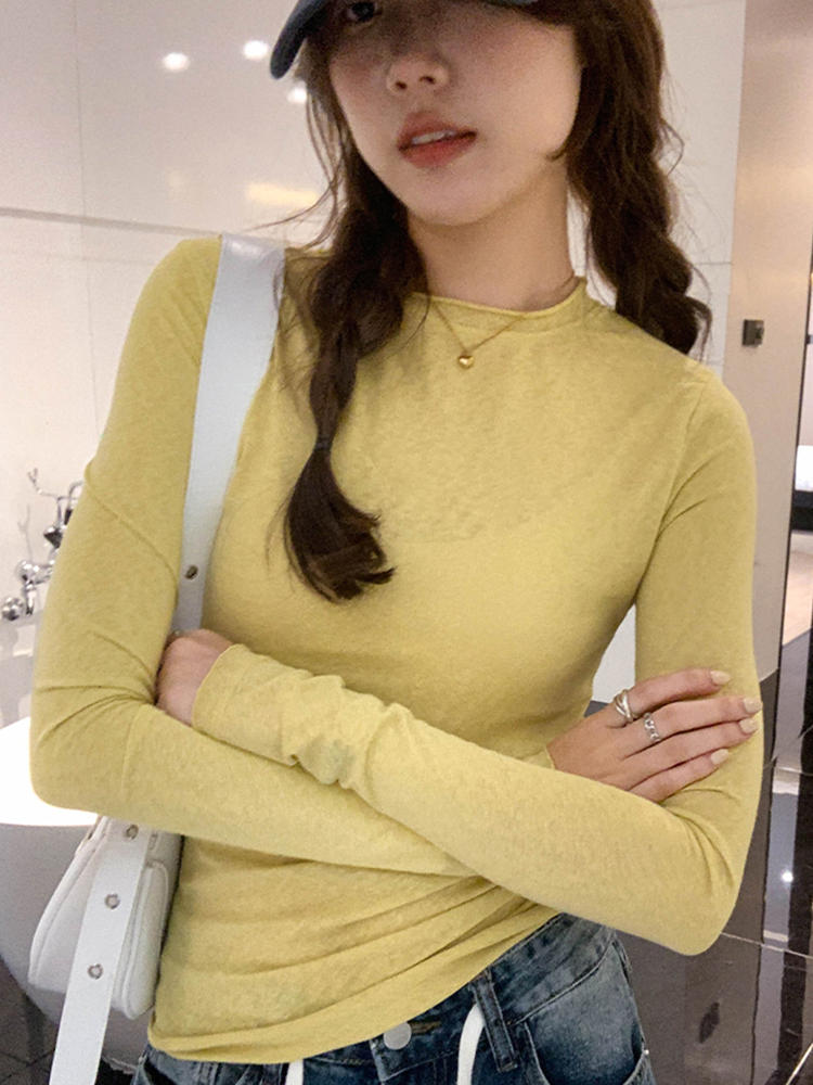 AliExpress 2026 Spring Autumn T Shirt Women Tops Solid Slim Fit Long Sleeve O Neck Tshirts Female Casual Streetwear High Quality Base Tees, view 5
