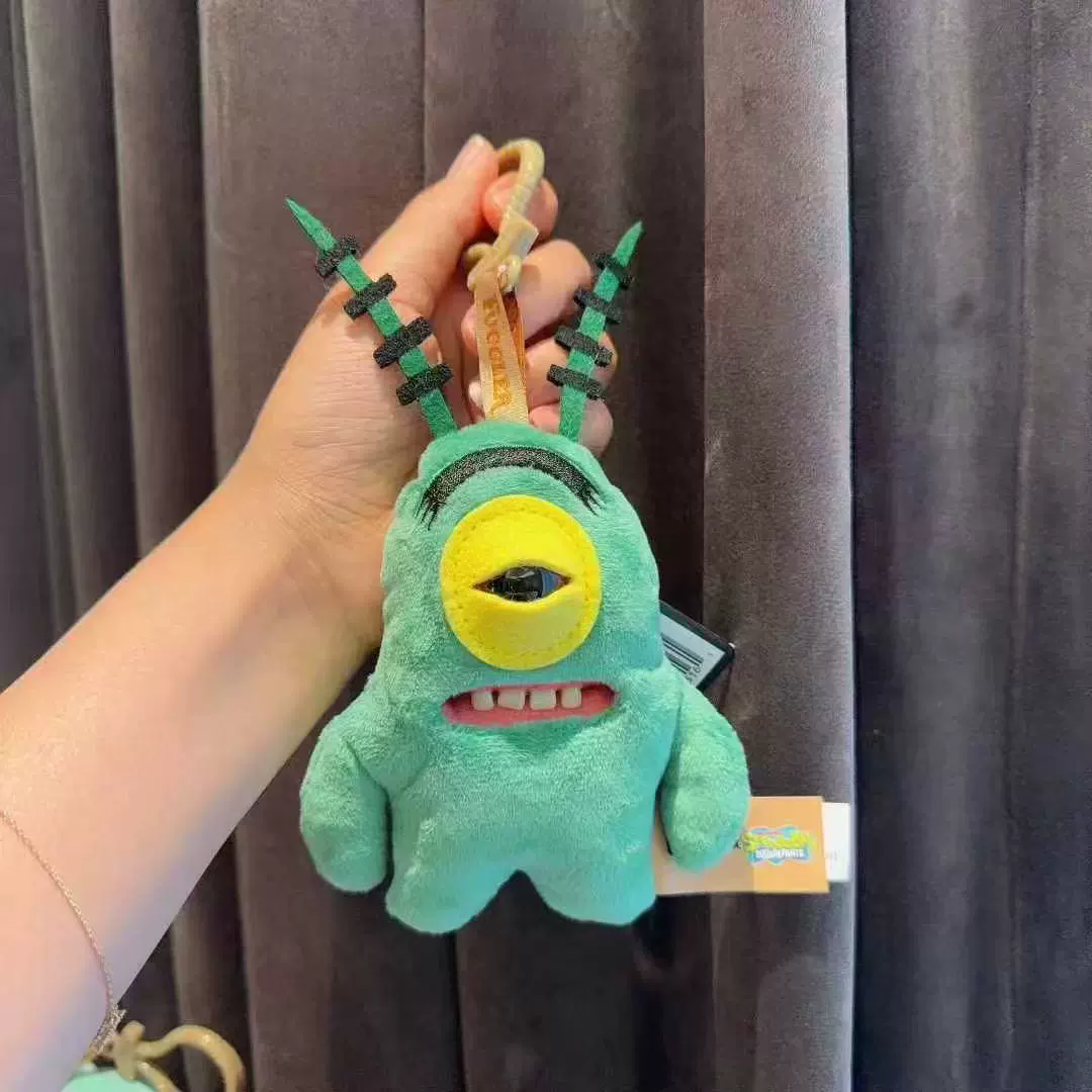 AliExpress 2026 Stock Genuine Fuggler X Spongebob Squarepants Funny Ugly Monster Trandy Plush Keyring Cute Plush Keychain Pendant Gift Toy, view 3
