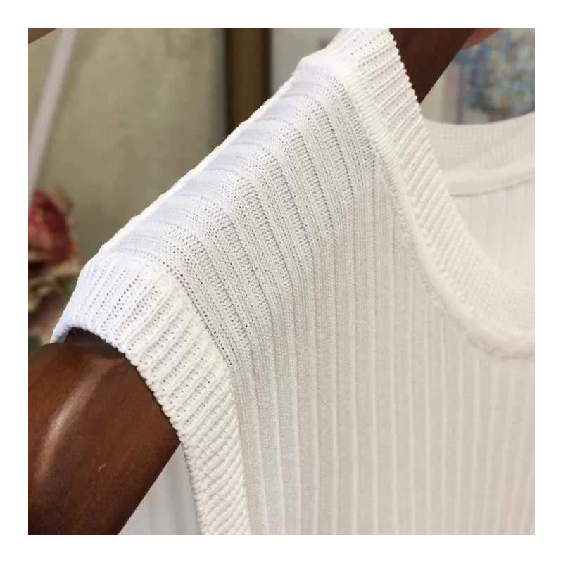 AliExpress 2026 Summer New Fashion Knitted Vests O-neck Sleeveless Casual Thin Tops Sleeveless Blouse Women Shirt, view 5