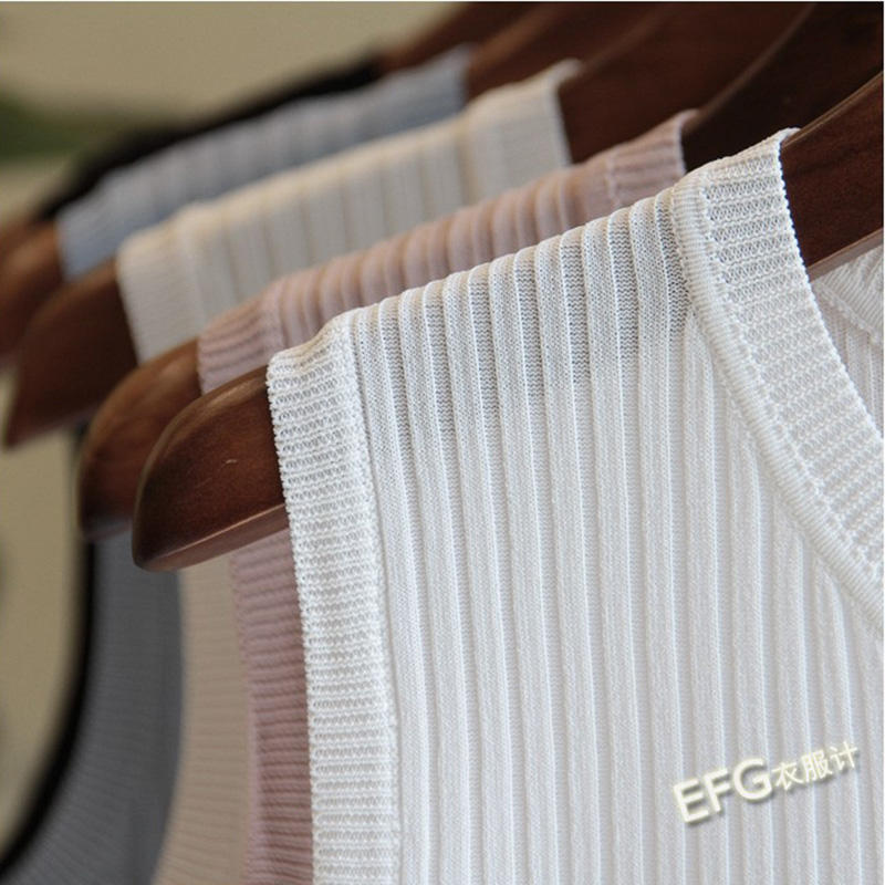 AliExpress 2026 Summer New Fashion Knitted Vests O-neck Sleeveless Casual Thin Tops Sleeveless Blouse Women Shirt, view 6