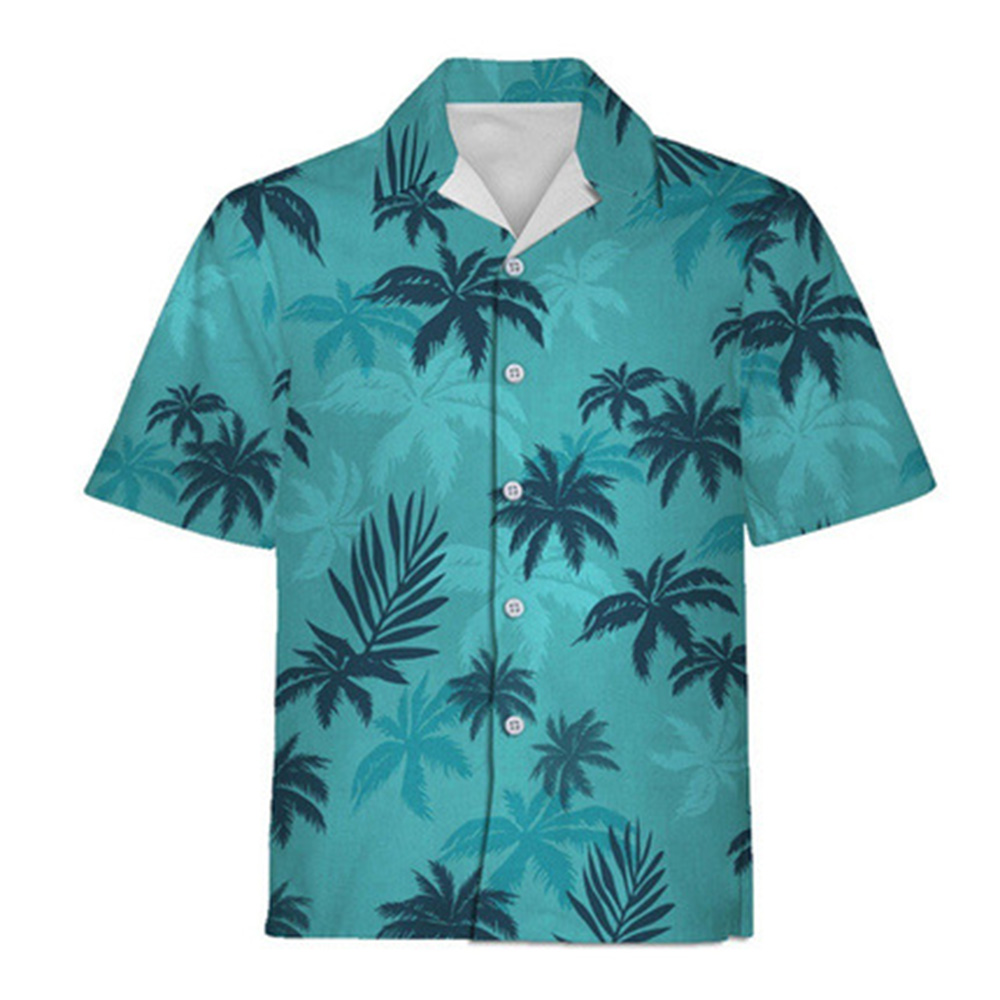 AliExpress 2026 Summer New Hawaii Fashion Vacation Color Printed Casual Collar Short Sleeved Shirt for Men
