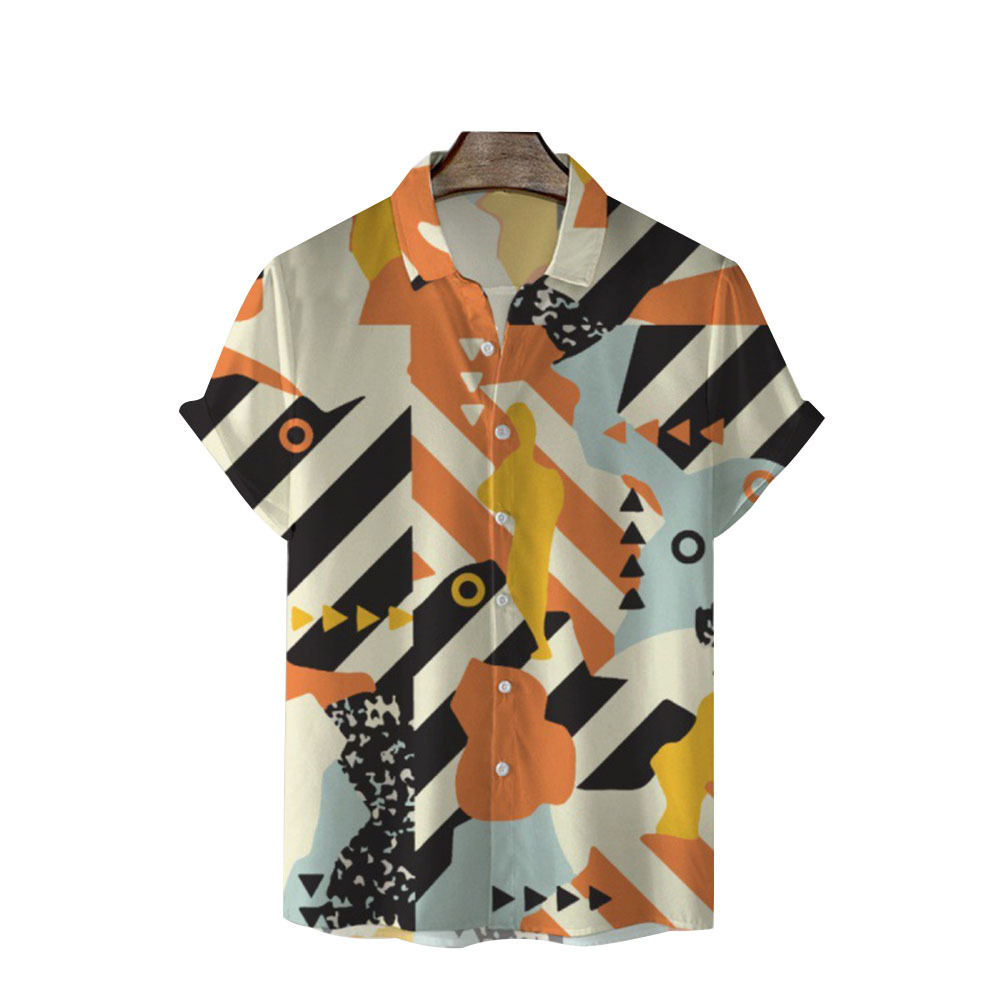 AliExpress 2026 Summer New Hawaii Fashion Vacation Color Printed Casual Collar Short Sleeved Shirt for Men, view 2
