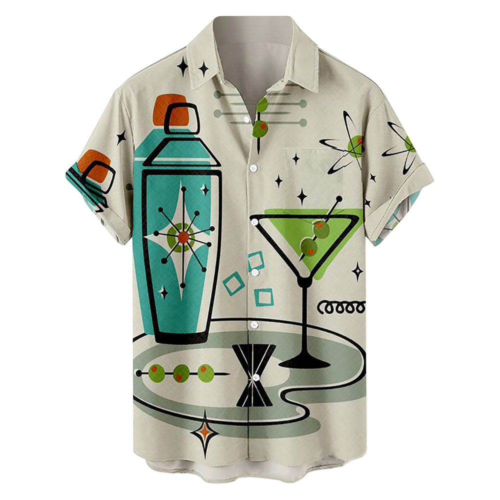 AliExpress 2026 Summer New Hawaii Fashion Vacation Color Printed Casual Collar Short Sleeved Shirt for Men, view 3