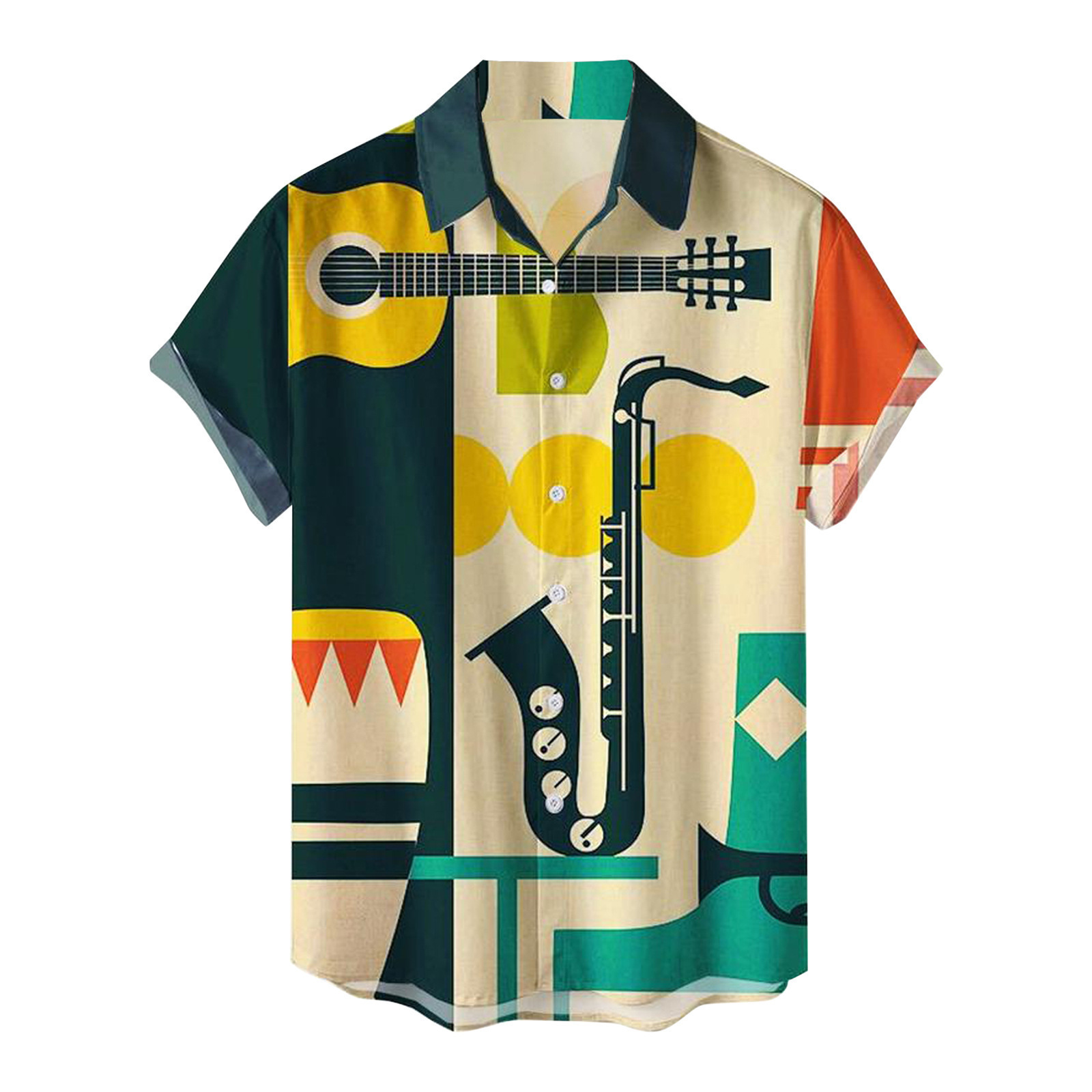 AliExpress 2026 Summer New Hawaii Fashion Vacation Color Printed Casual Collar Short Sleeved Shirt for Men, view 4