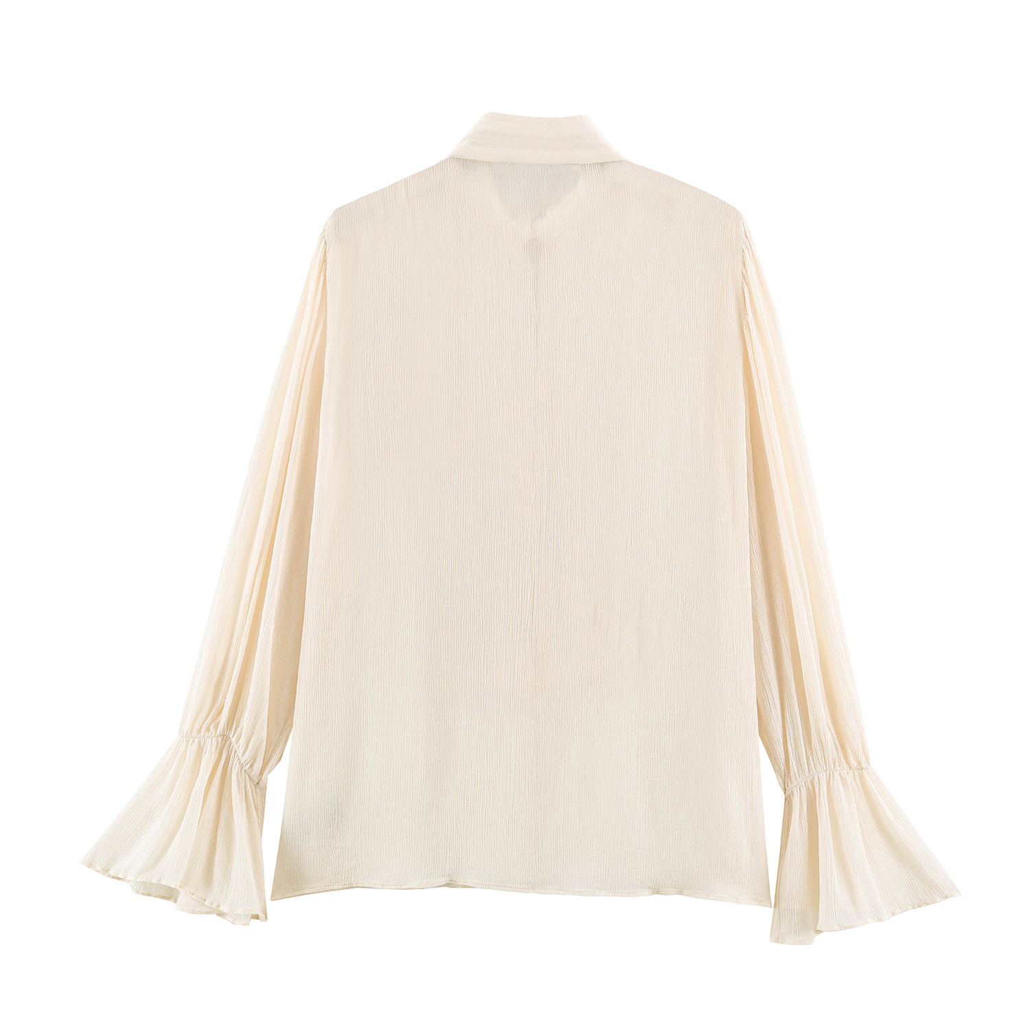 AliExpress 2026 Summer Women's Vintage Chinese Knotted Button UP Long Flare Sleeve Shirts Lady Elegant Loose Ruffles Stand Collar Blouses, view 2