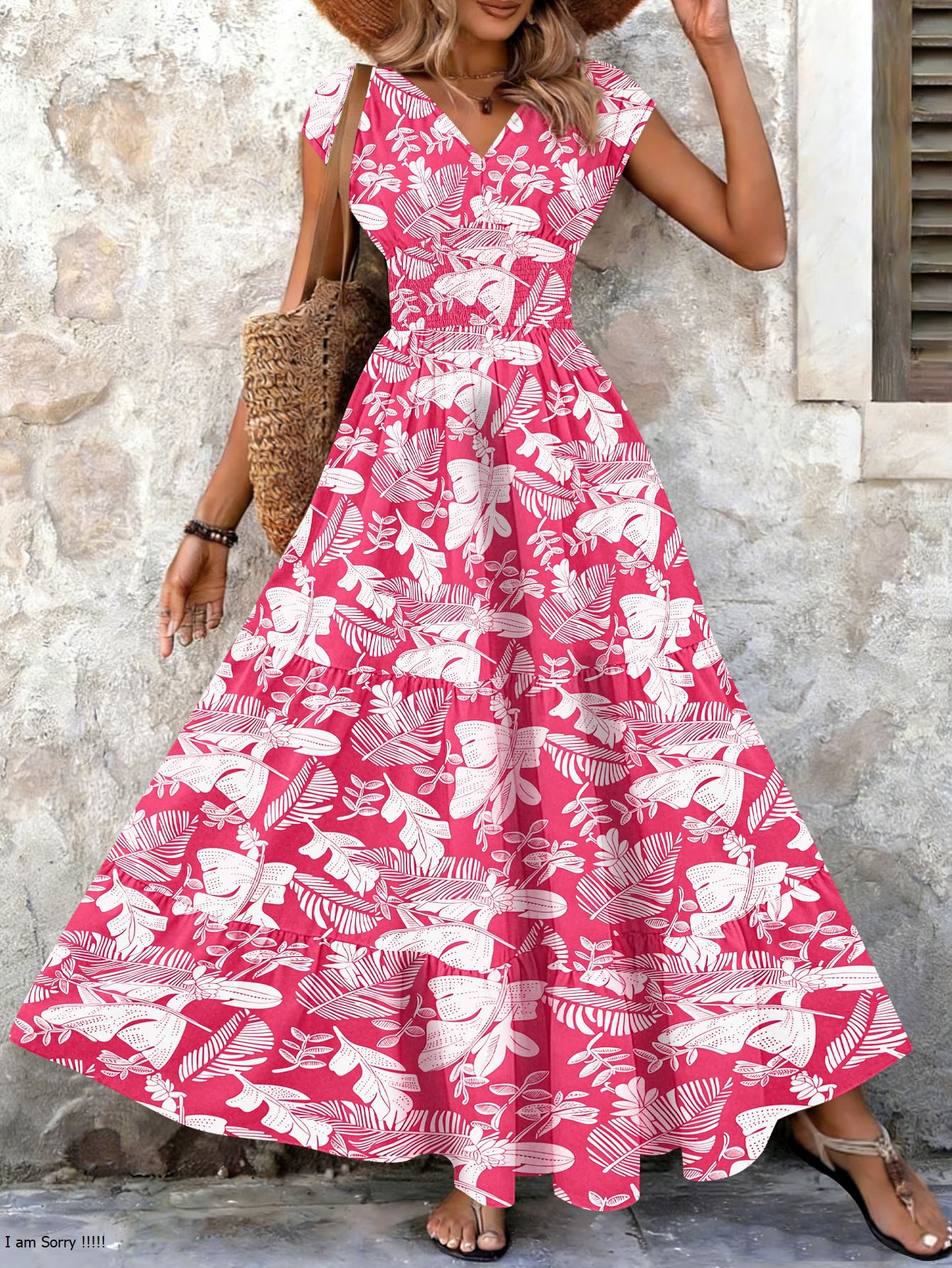 AliExpress 2026 Vintage Floral Print Dress Elegant V-Neck Short Sleeve Long Women's Fashion Retro Gown, view 3