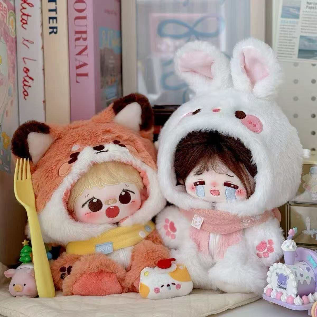 AliExpress 20cm Plush Doll Clothes Animal Onesie Outfit Cute Fox & Bunny Costume for 20cm Cotton Dolls Universal Doll Clothes Accessories