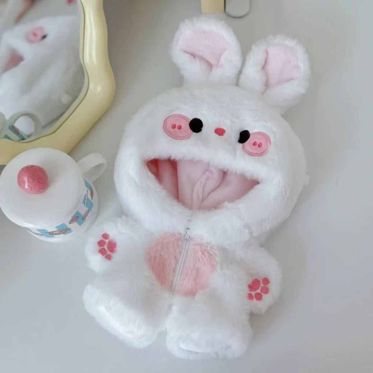 AliExpress 20cm Plush Doll Clothes Animal Onesie Outfit Cute Fox & Bunny Costume for 20cm Cotton Dolls Universal Doll Clothes Accessories, view 3
