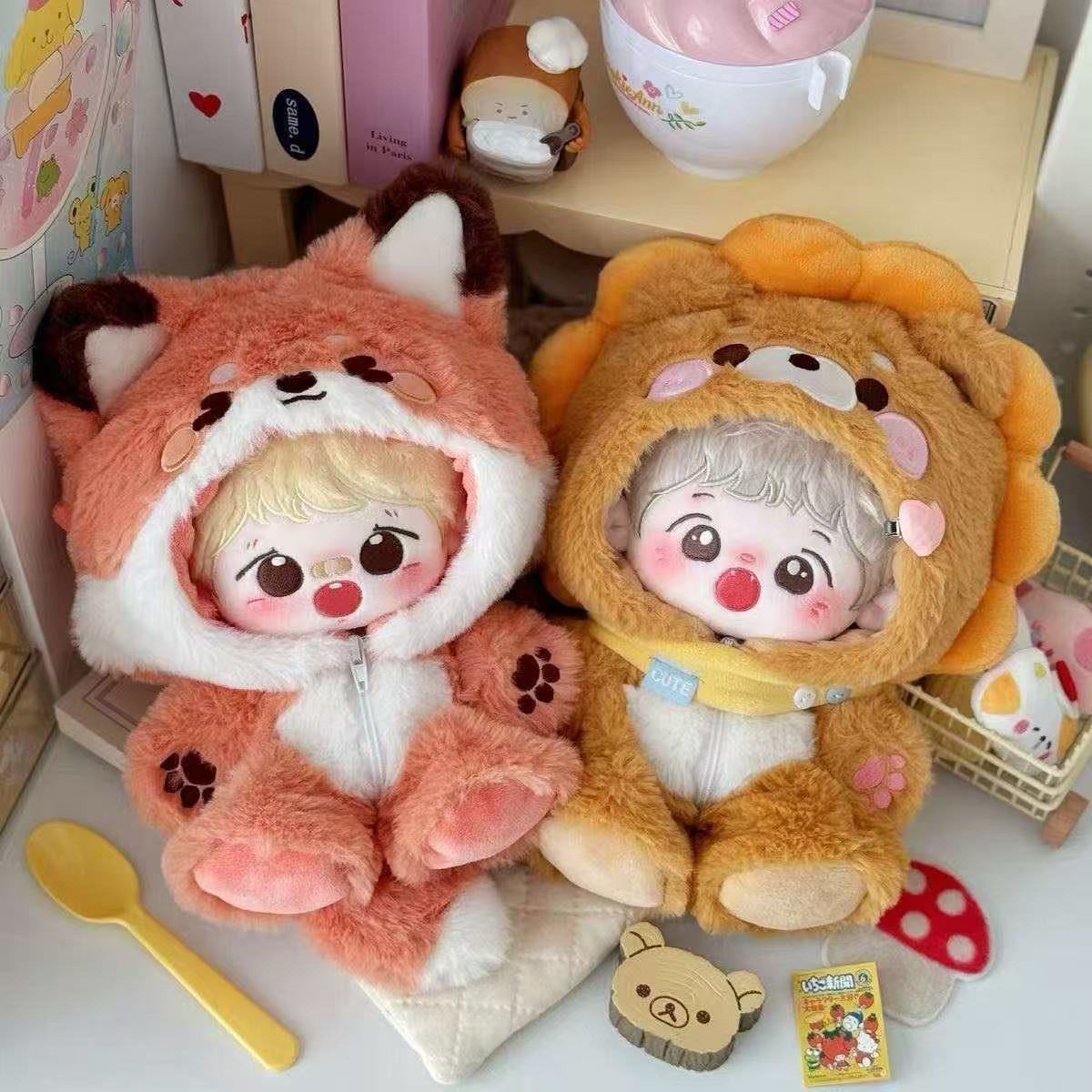 AliExpress 20cm Plush Doll Clothes Animal Onesie Outfit Cute Fox & Bunny Costume for 20cm Cotton Dolls Universal Doll Clothes Accessories, view 4