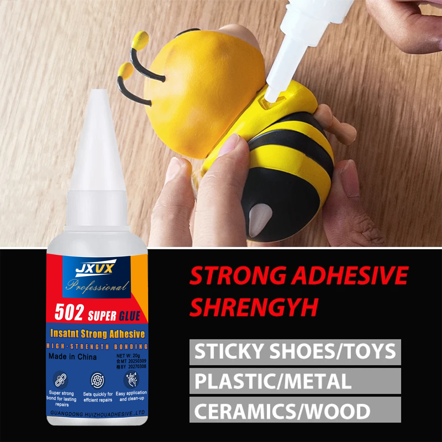 AliExpress 20g 502 Multi-Purpose Super Glue Instant Quick-drying Cyanoacrylate Waterproof Adhesive Leather Rubber Glass Wood Metal Strong Bond Liquid Glue Tool Includes precision dispenser 1-10pcs., view 2