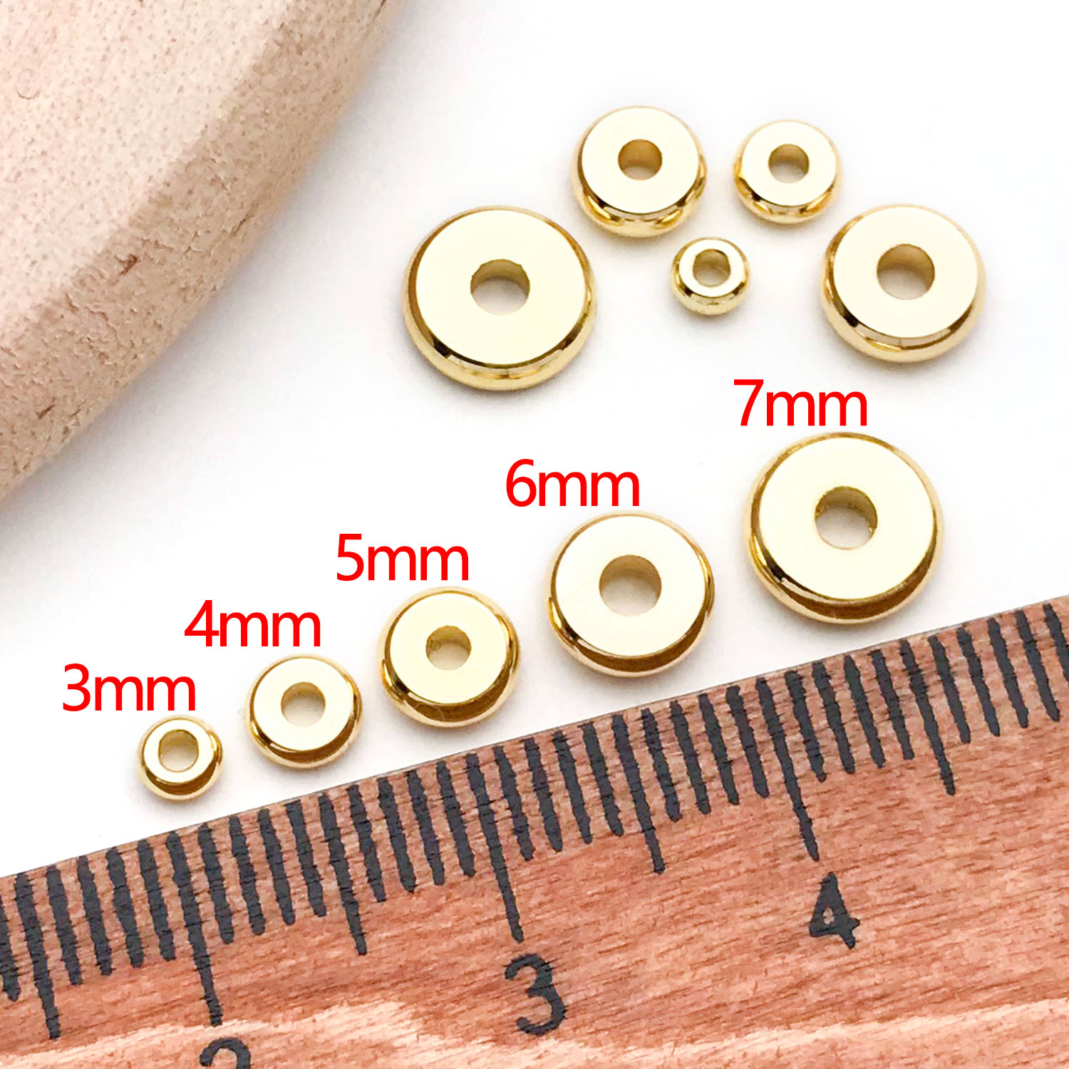 AliExpress 20-Piece 18K Gold-Plated Flat Spacer Beads, view 2