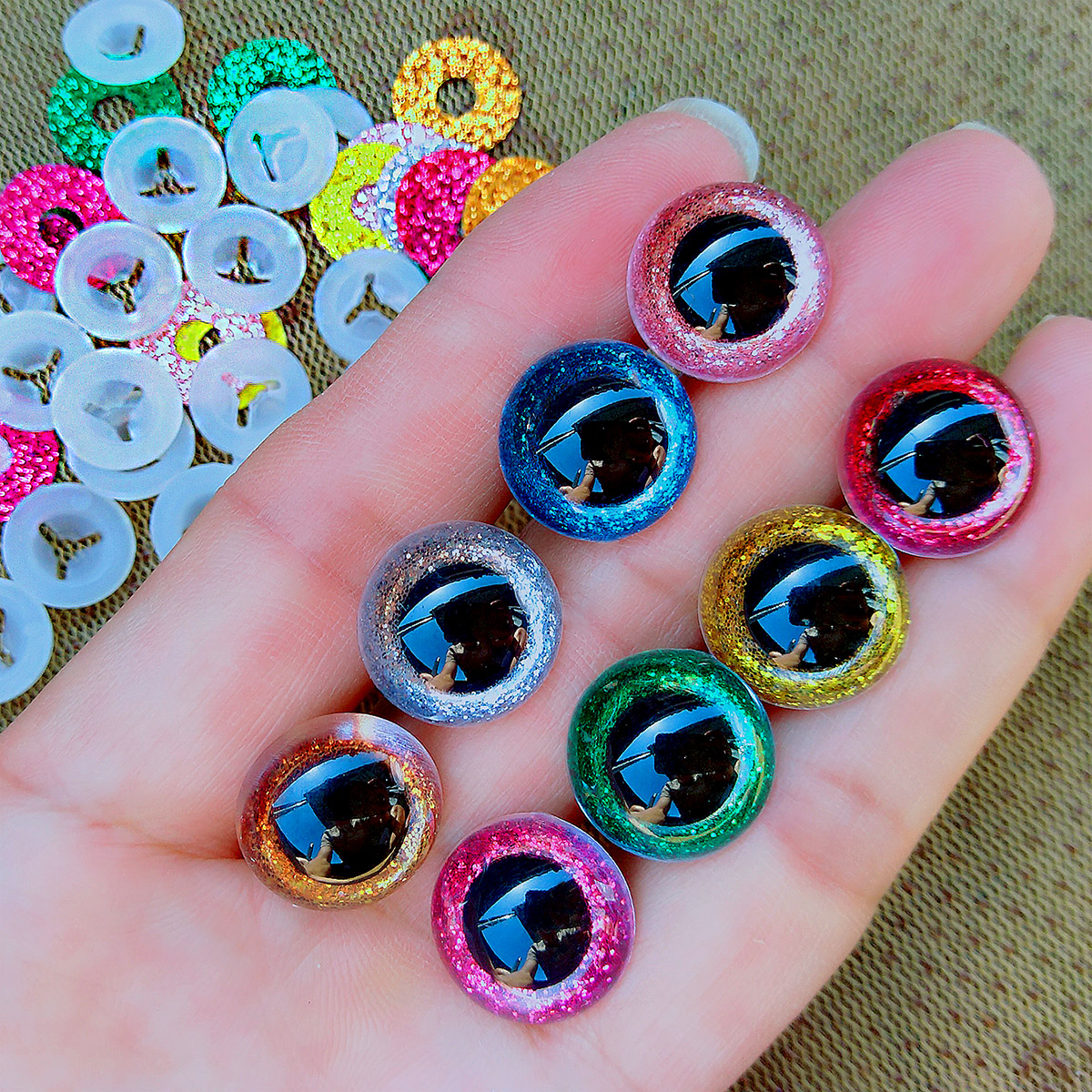 AliExpress 20pcs 3D Plastic Glitter Safety Eyes For Crochet Toys Amigurumi Diy Mix Bulk Mixed Sizes Toy Doll Making 10/12/14/16/18/20/22mm